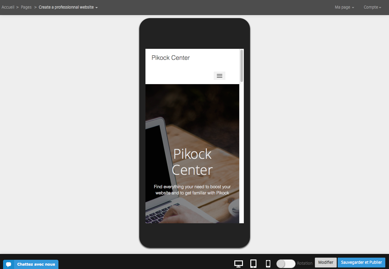 Creer un site web responsive facilement avec Pikock, CMS en ligne made in France