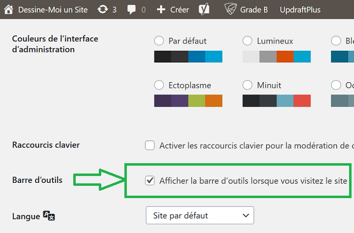 Désactiver la barre d'administration WordPress